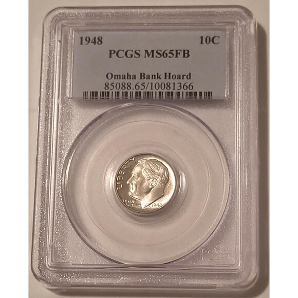 1948 Roosevelt Dime MS65 FB PCGS OBH - Picture 1 of 4